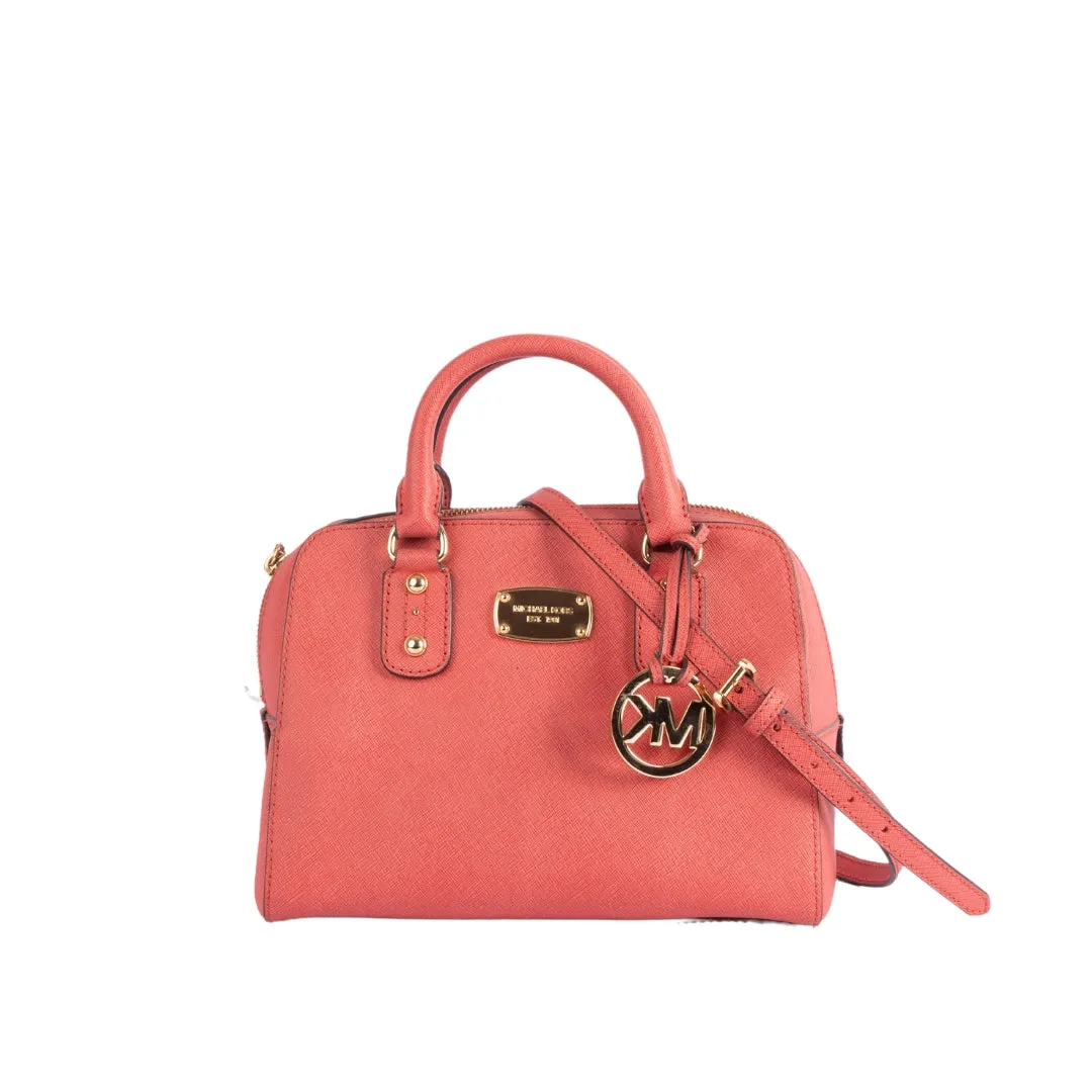 Michael Kors Saffiano Leather Red Satchel flash sale luggage