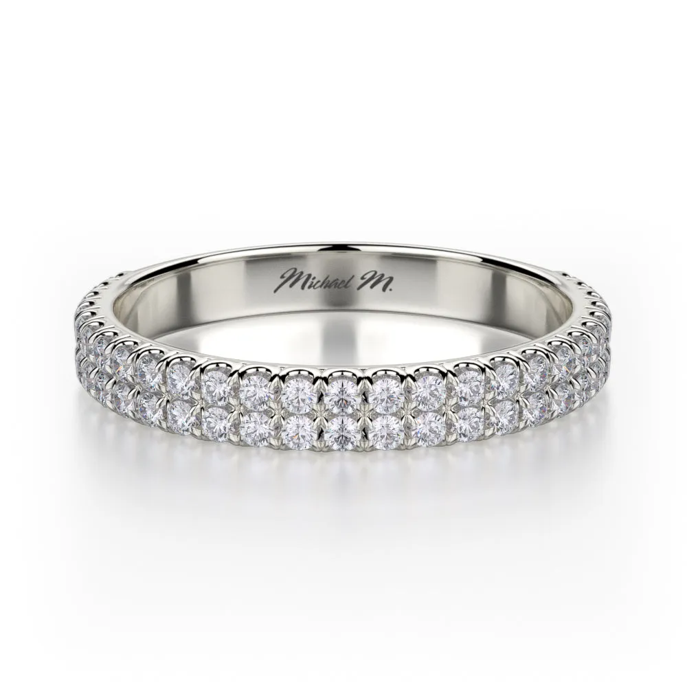 Michael M 18W  Two Row Pave Set Band 