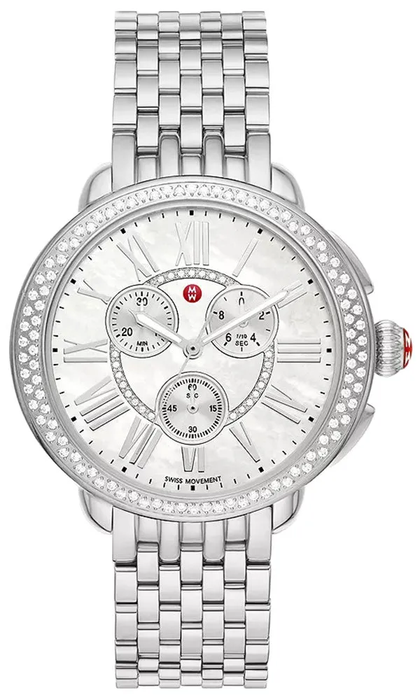 Michele Serein Chronograph Diamonds Mother-of-Pearl Dial Stainless Steel Womens Watch MWW21A000068