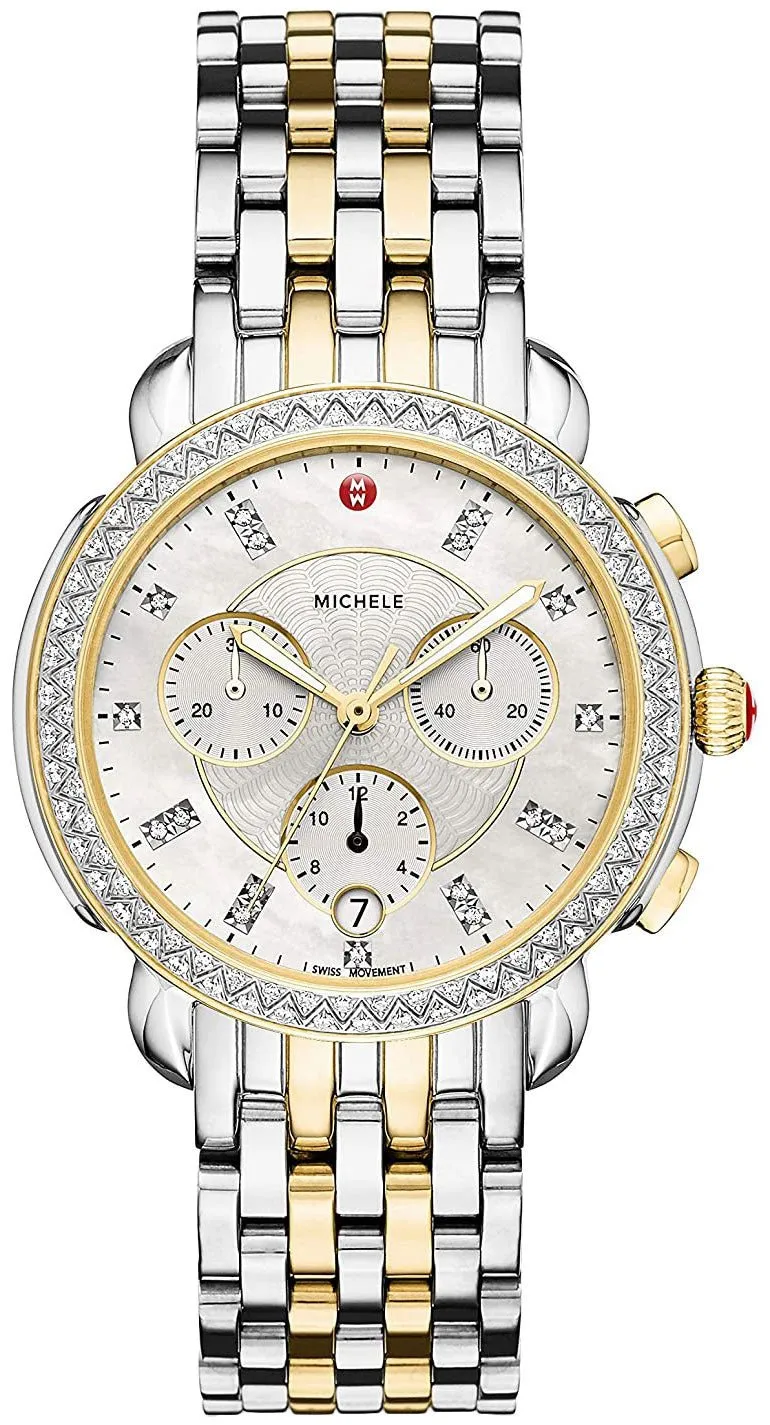 Michele Sidney Chronograph Diamond Two-Tone Womens Watch MWW30A000005