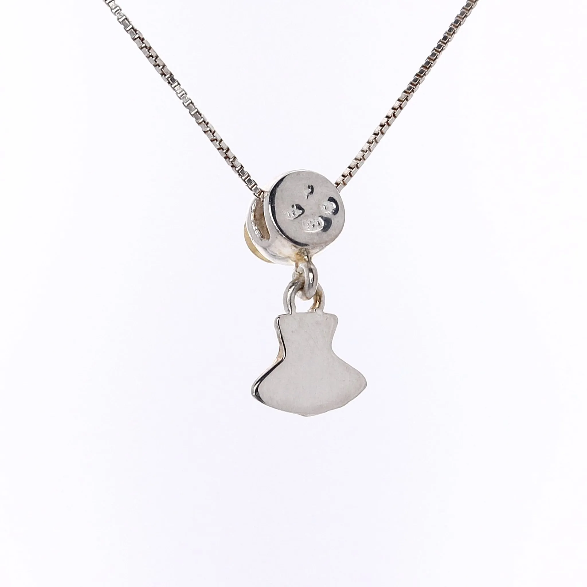 Michou Sterling Silver 22 Karat Yellow Gold Sliding Vermeil Seashell and Pearl Pendant Necklace