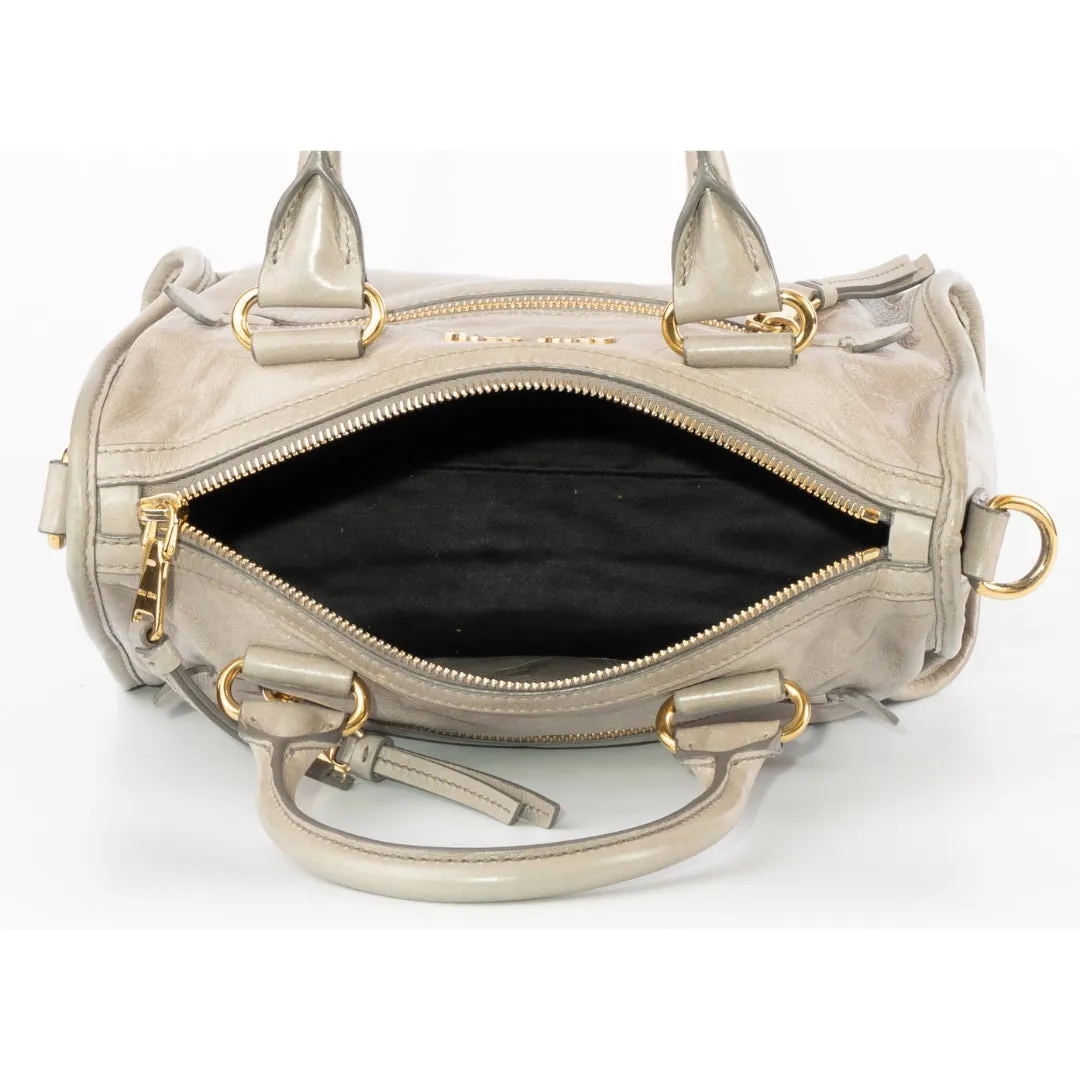 Miu Miu Vitello Shine Leather Bauletto Satchel