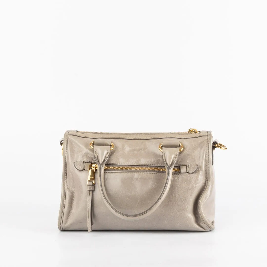 Miu Miu Vitello Shine Leather Bauletto Satchel
