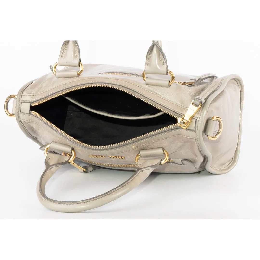 Miu Miu Vitello Shine Leather Bauletto Satchel