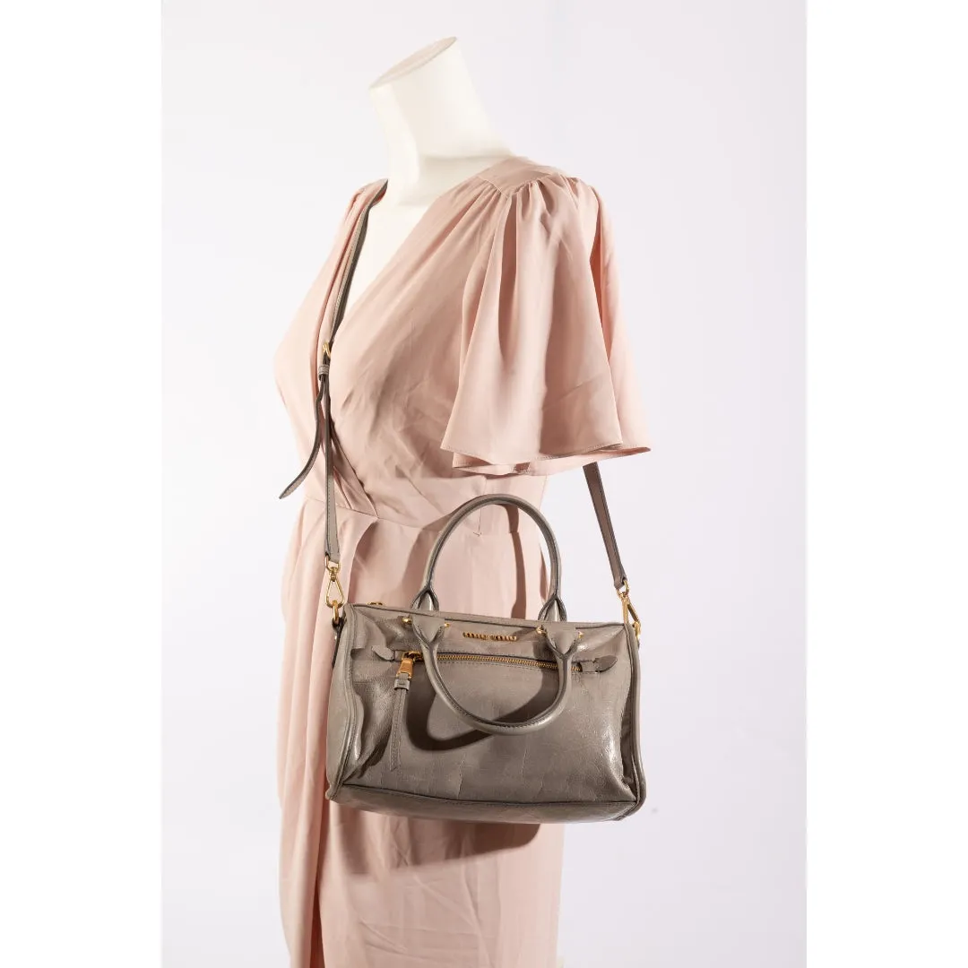 Miu Miu Vitello Shine Leather Bauletto Satchel