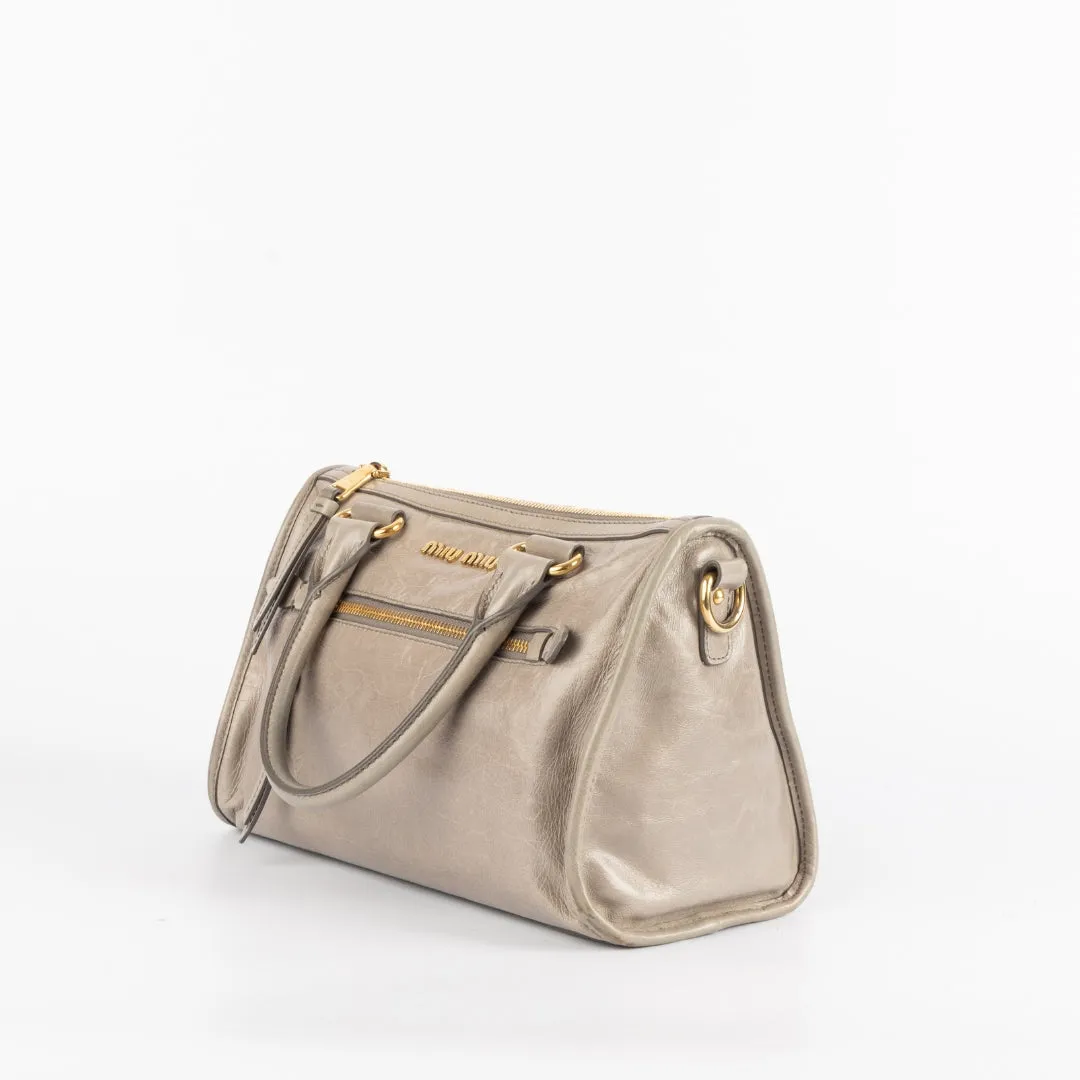Miu Miu Vitello Shine Leather Bauletto Satchel
