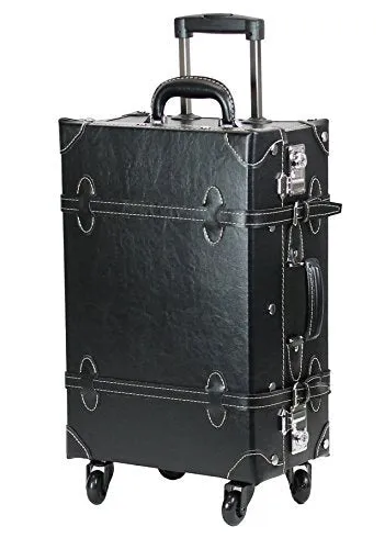 MOIERG Trolley Luggage Vintage suitcase with TSA Lock[81-55039-10] (S, Black) mega luggage savings