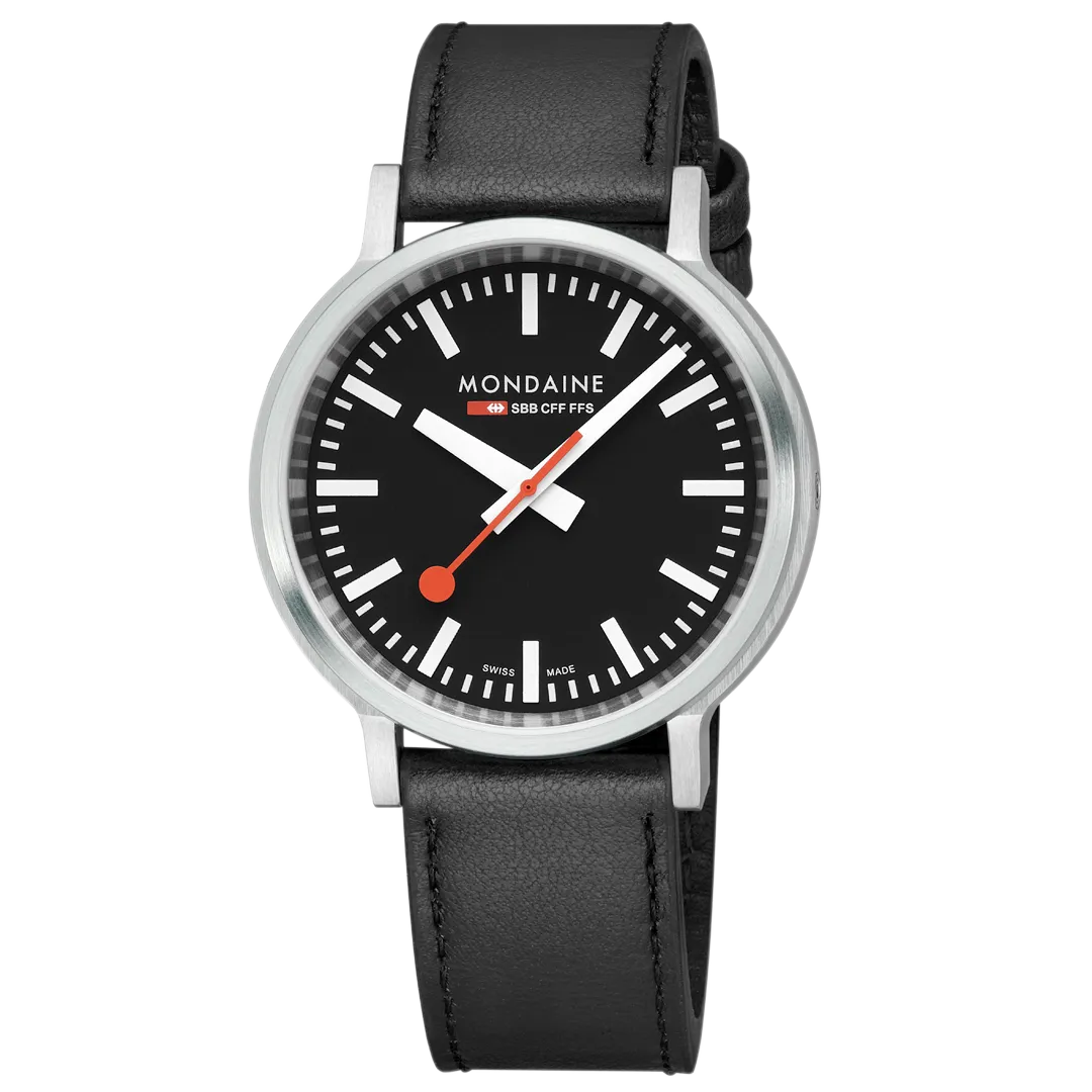Mondaine Automatic Black Vegan Leather Watch MST.41020.LBV.2SE 