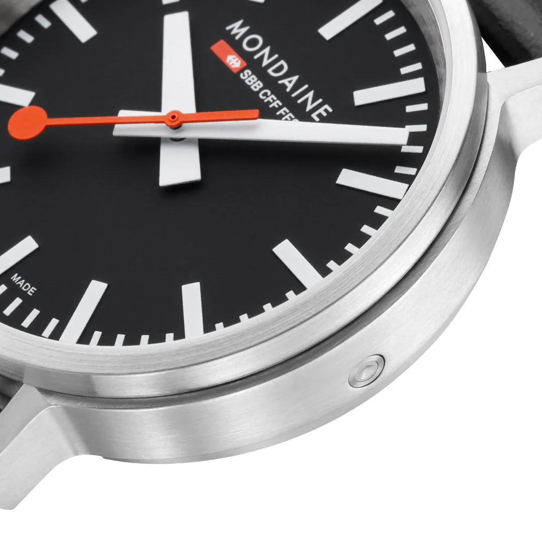 Mondaine Automatic Black Vegan Leather Watch MST.41020.LBV.2SE