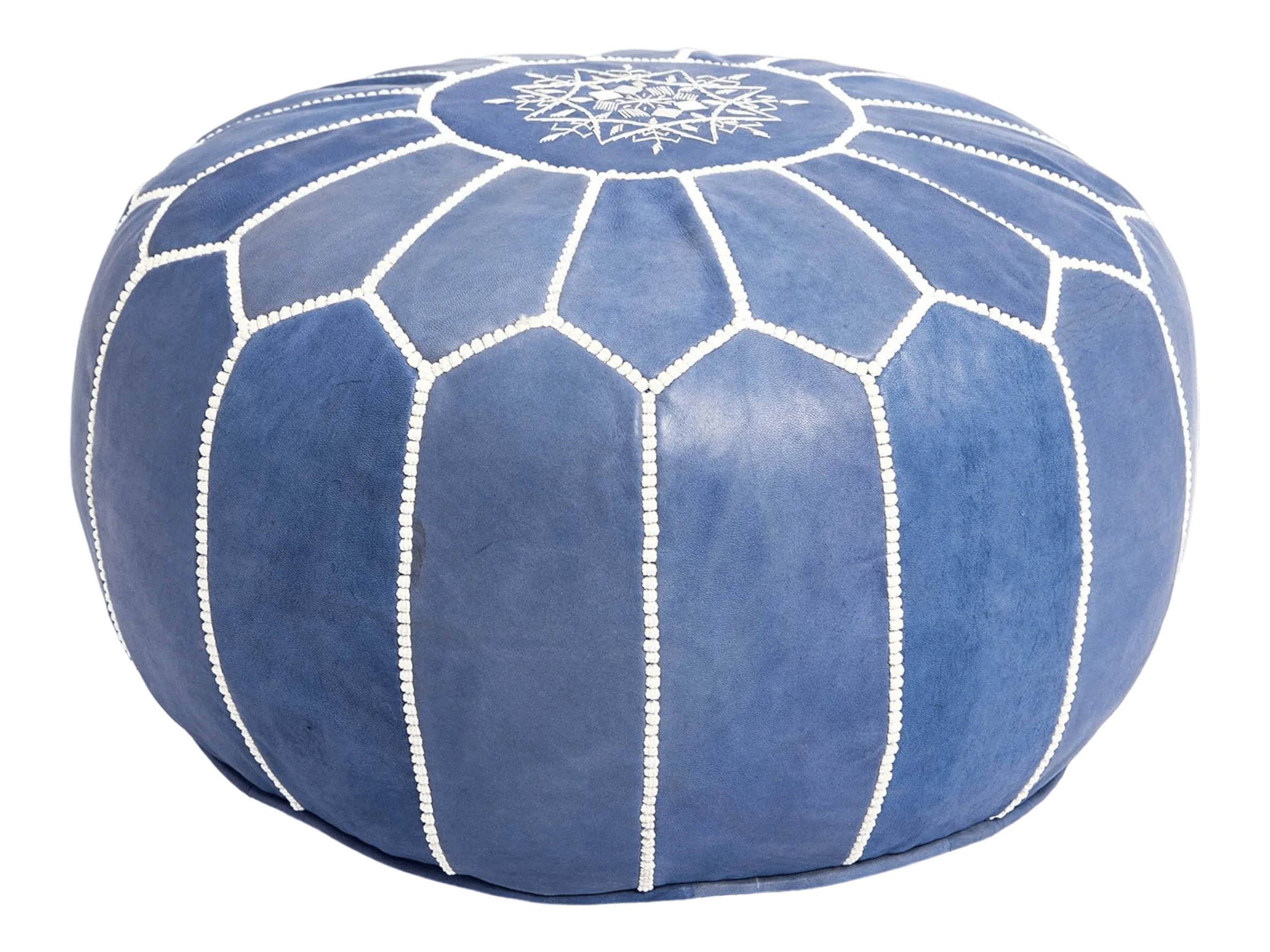 Moroccan Cowhide Leather Round Pouf
