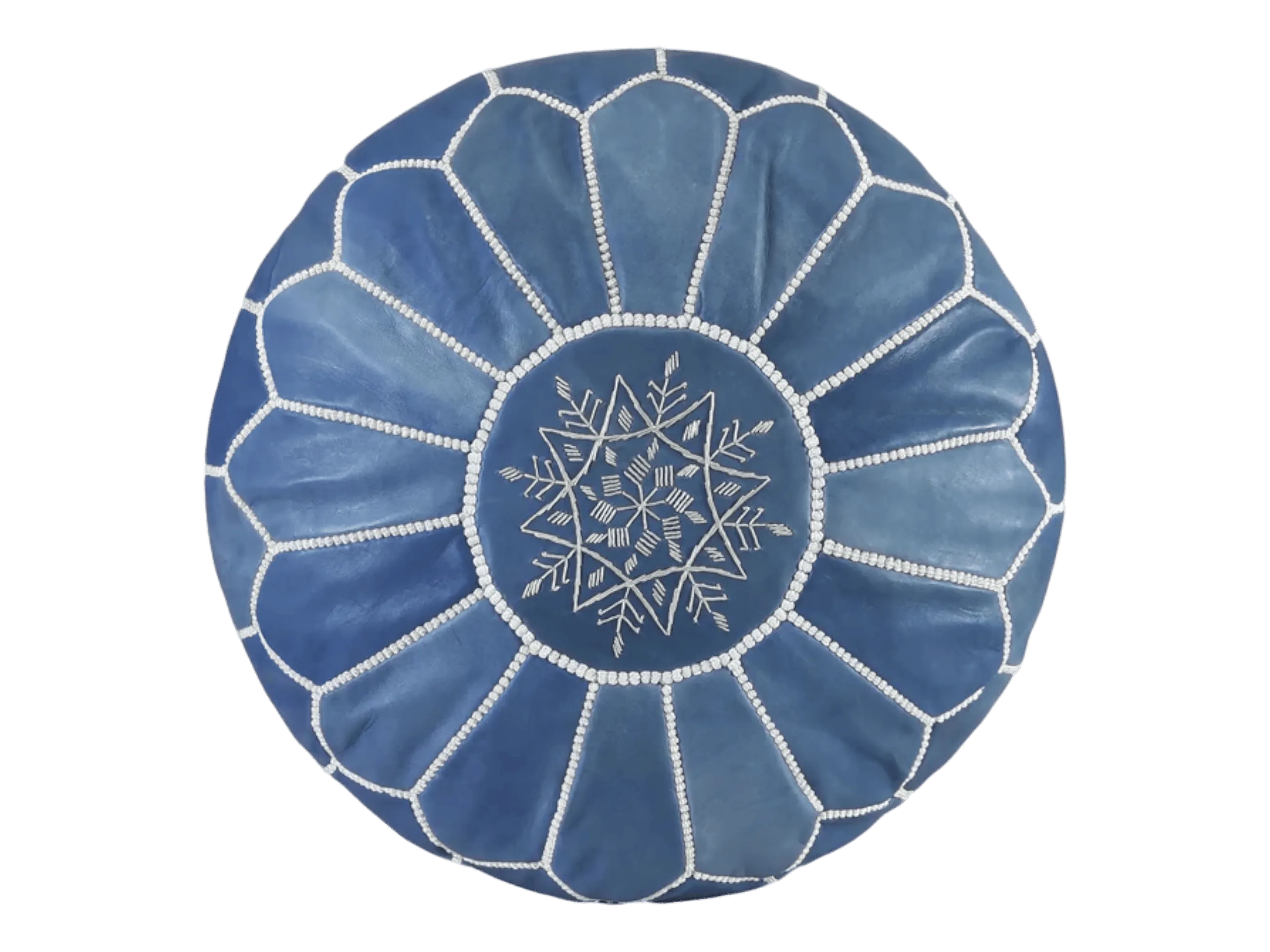 Moroccan Cowhide Leather Round Pouf