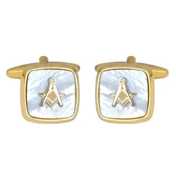 Mother Of Pearl Gold Plated Masonic Cufflinks 902820 