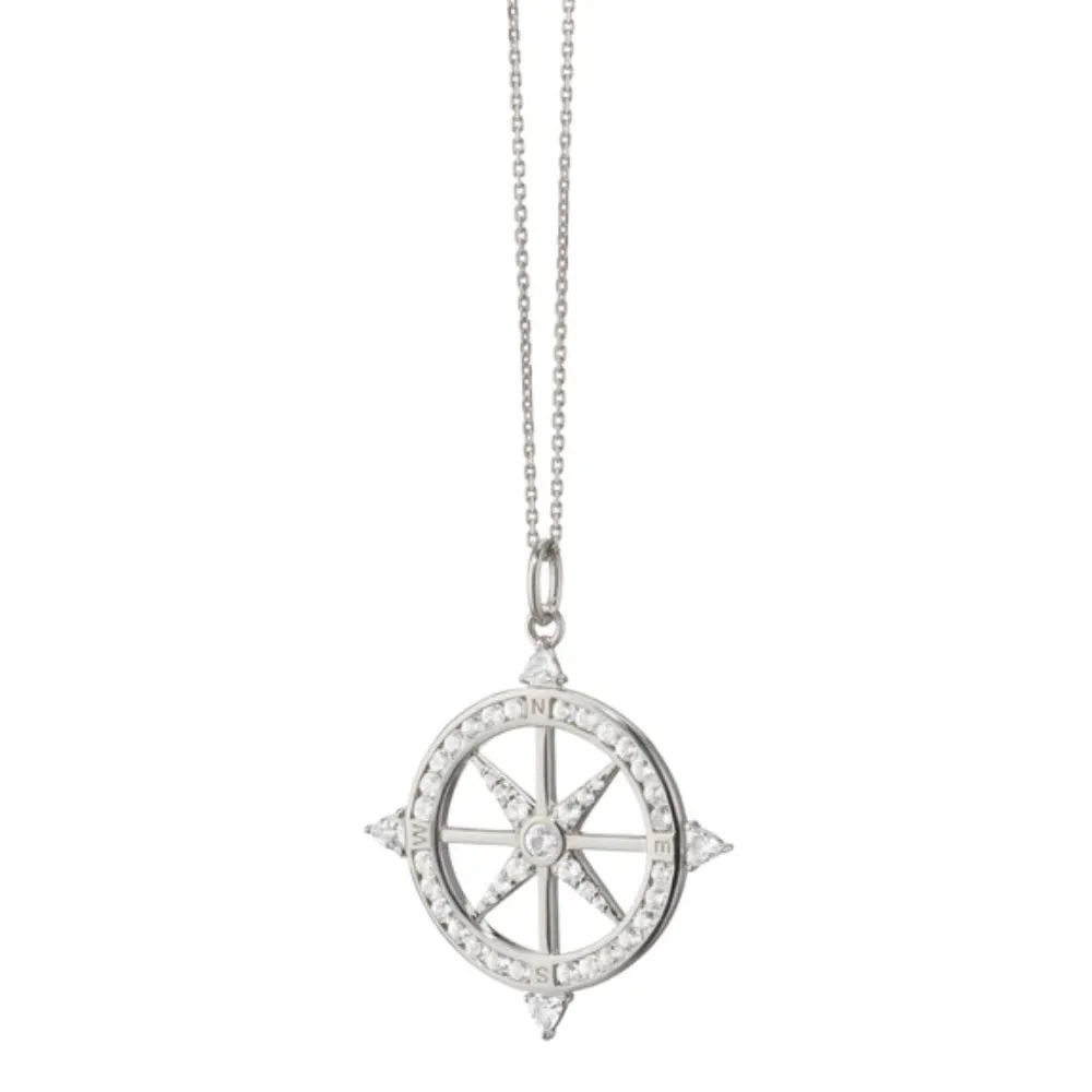 MRK SS "Adventure" Sapphire Compass Necklace Saph.1.45ct 16-18" 