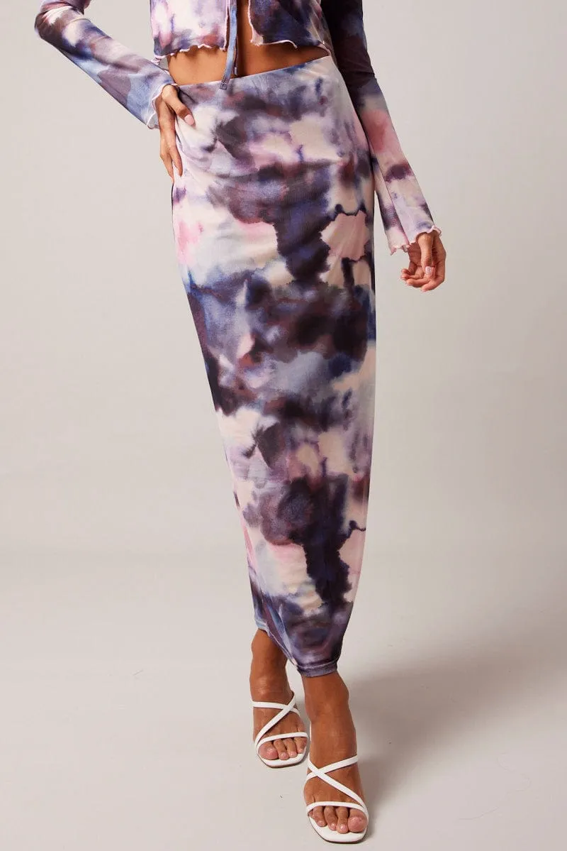Multi Abstract Maxi Skirt High Rise Mesh,skirt,denim skirt,mini skirt,maxi skirt,jean skirt,skort,tennis skirt,pleated skirt,pencil skirt,bubble skirt,plisse skirt,fitted skirt,midi skirt,short skirt,short mini skirt,leather skirt,a line skirt
