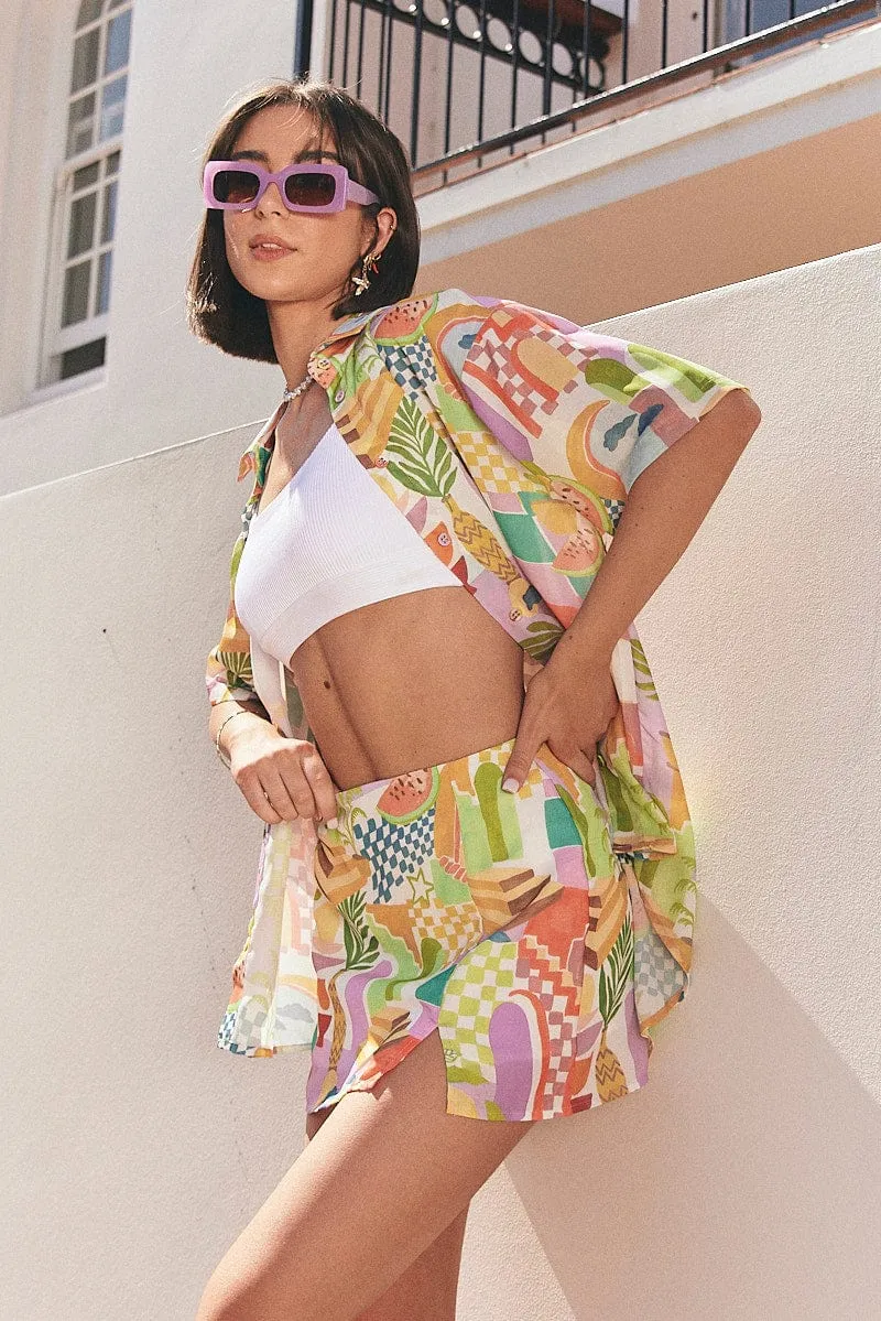 Multi Abstract Mini Skirt High Rise,skirt,denim skirt,mini skirt,maxi skirt,jean skirt,skort,tennis skirt,pleated skirt,pencil skirt,bubble skirt,plisse skirt,fitted skirt,midi skirt,short skirt,short mini skirt,leather skirt,a line skirt