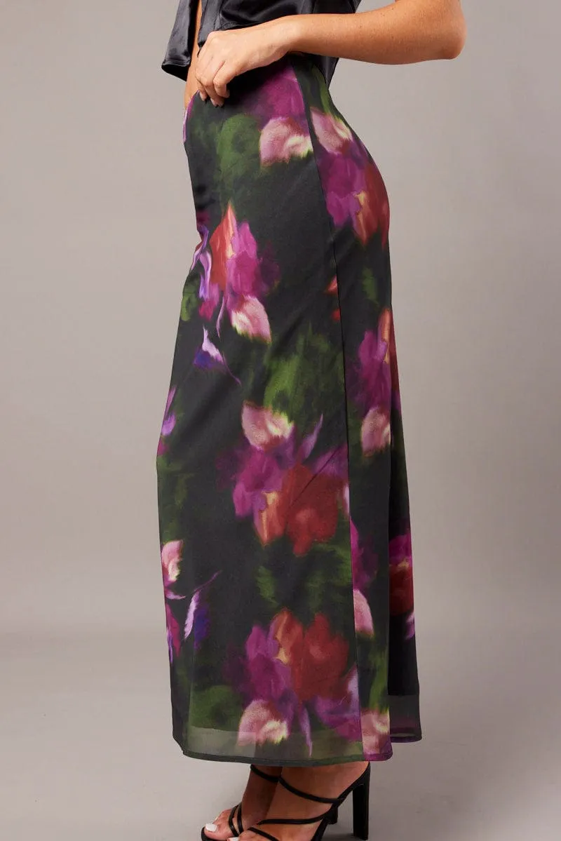 Multi Floral Slip Skirt Maxi,skirt,denim skirt,mini skirt,maxi skirt,jean skirt,skort,tennis skirt,pleated skirt,pencil skirt,bubble skirt,plisse skirt,fitted skirt,midi skirt,short skirt,short mini skirt,leather skirt,a line skirt,Split skirt