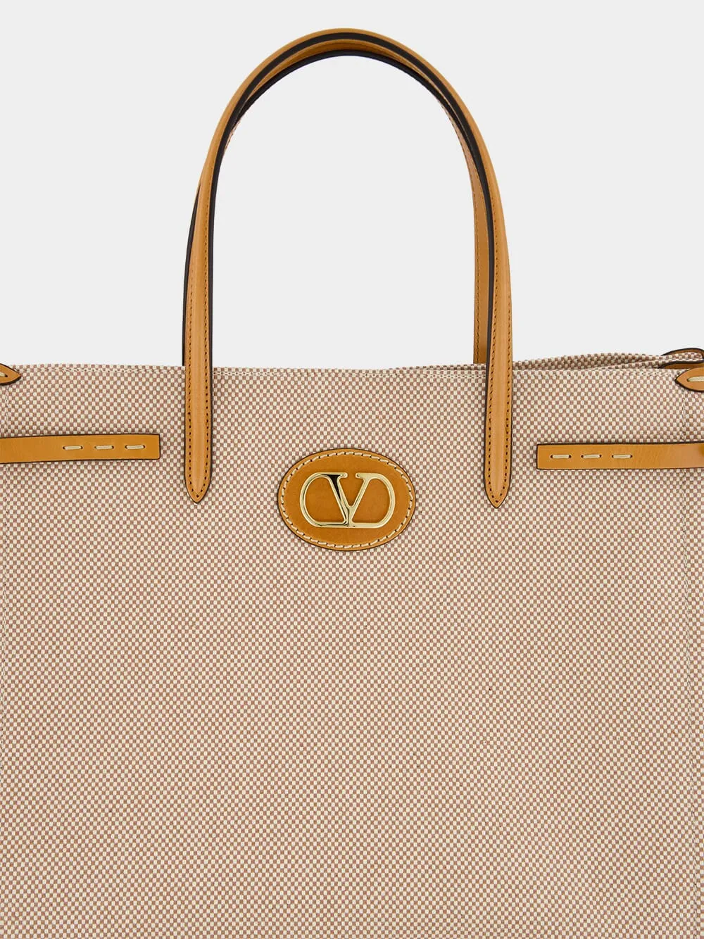 Natural and Tobacco Canvas Shopping Bag