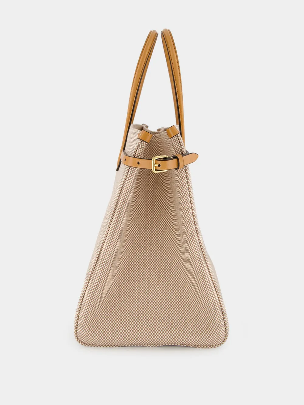 Natural and Tobacco Canvas Shopping Bag