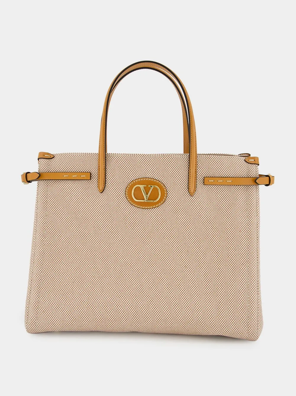 Natural and Tobacco Canvas Shopping Bag