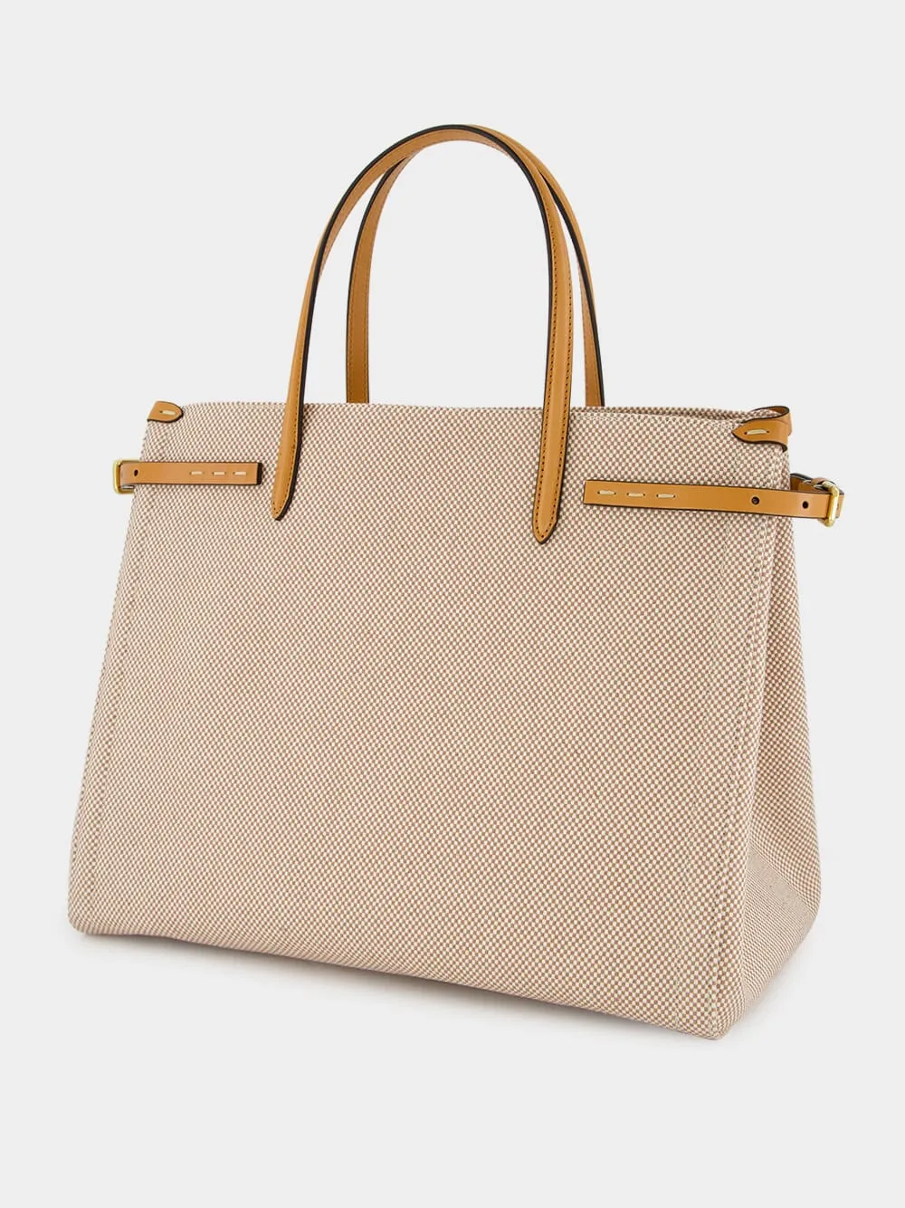 Natural and Tobacco Canvas Shopping Bag