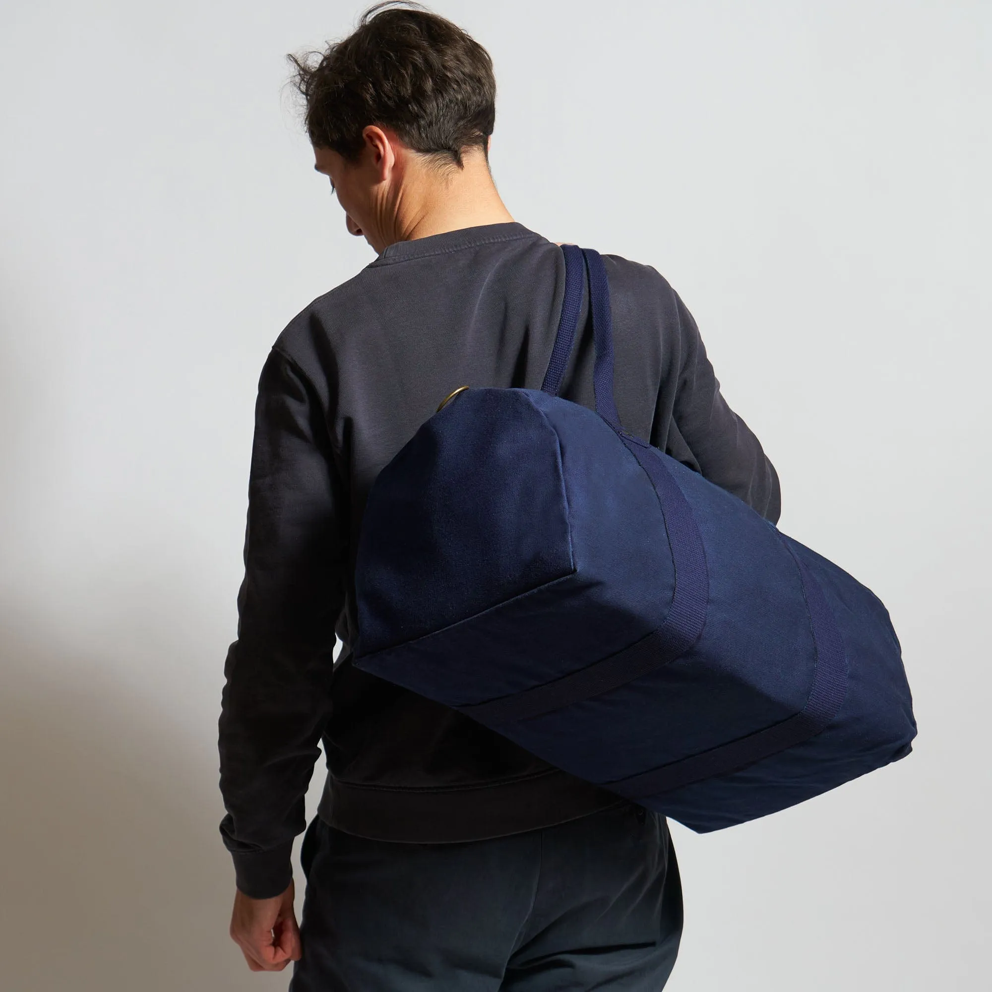 Natural Cotton Canvas Vegan Weekender | Navy Blue