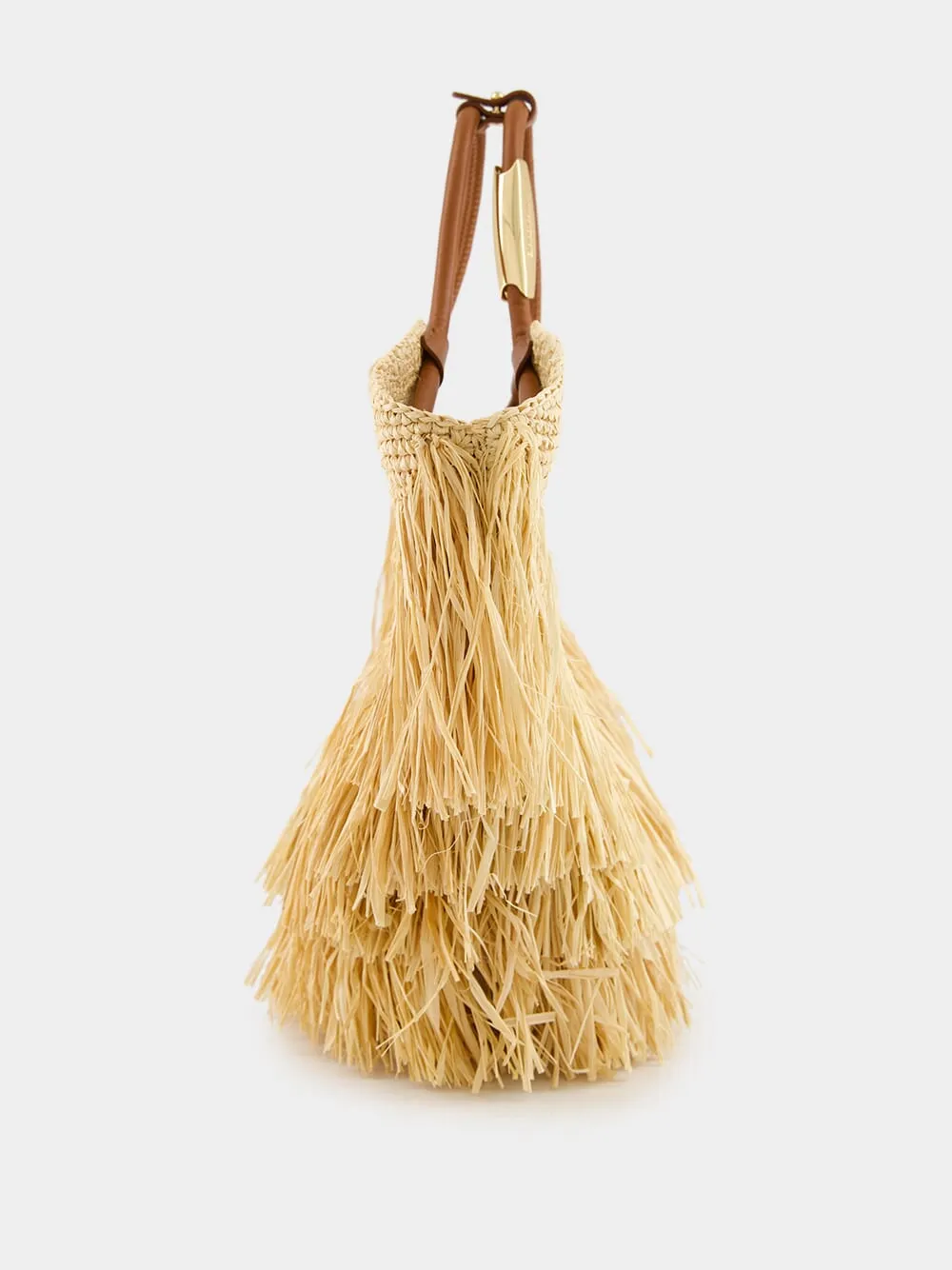 Natural Goldentime Small Raffia Fringe Tote