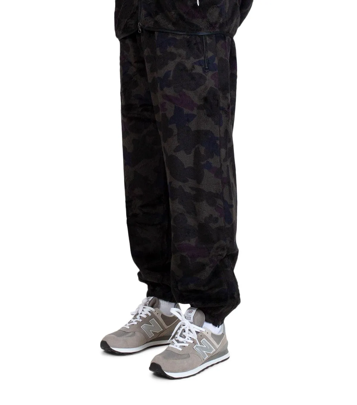 Needles Zipped W.U. Pants Micro Fur Papillon Camo Black