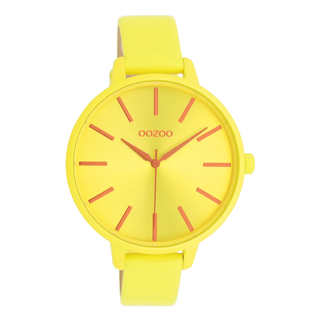 Neon yellow OOZOO watch with leather strap - C11184