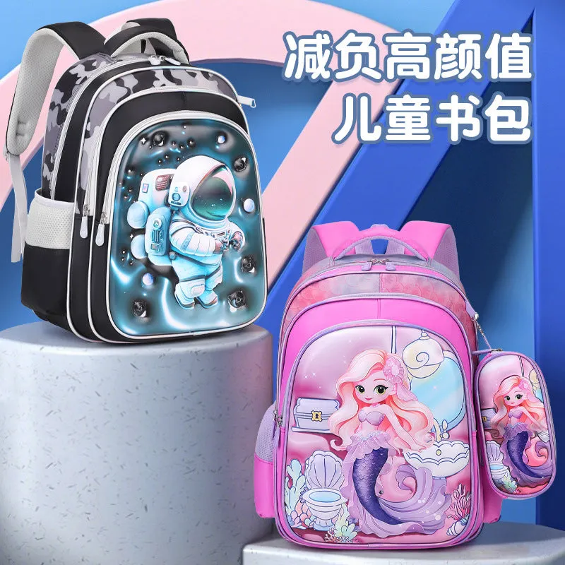 New cartoon 3D leather primary school schoolbag 
