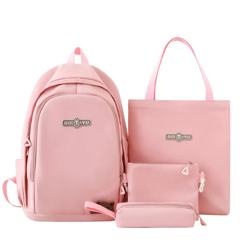 New style backpack four piece set college student schoolbag