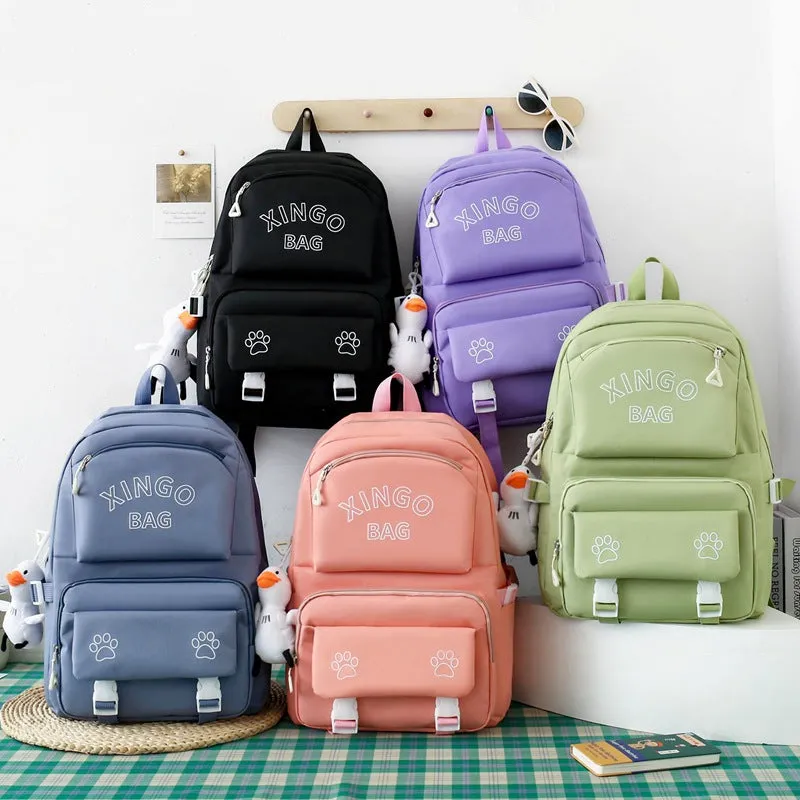 New style four piece set schoolbag for girls 