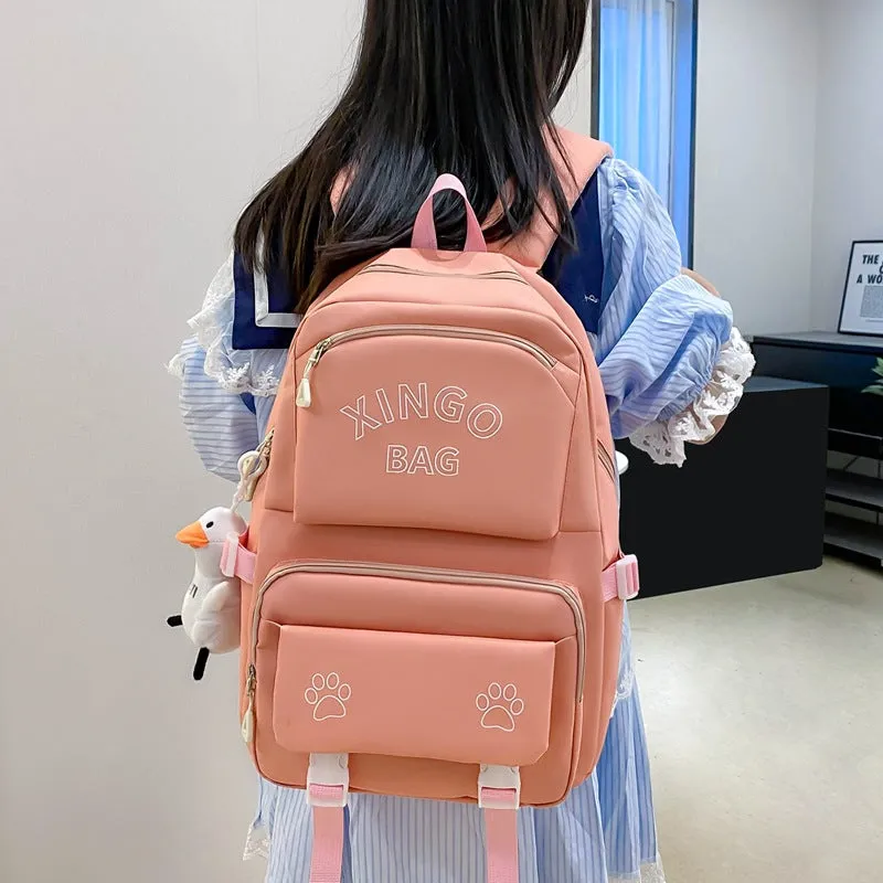 New style four piece set schoolbag for girls