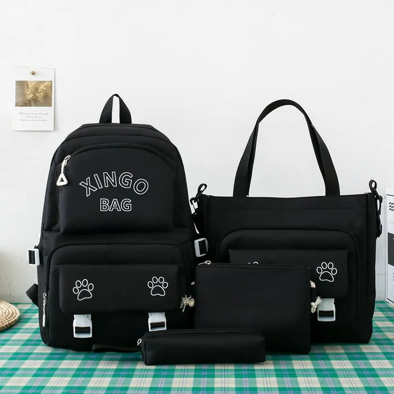 New style four piece set schoolbag for girls