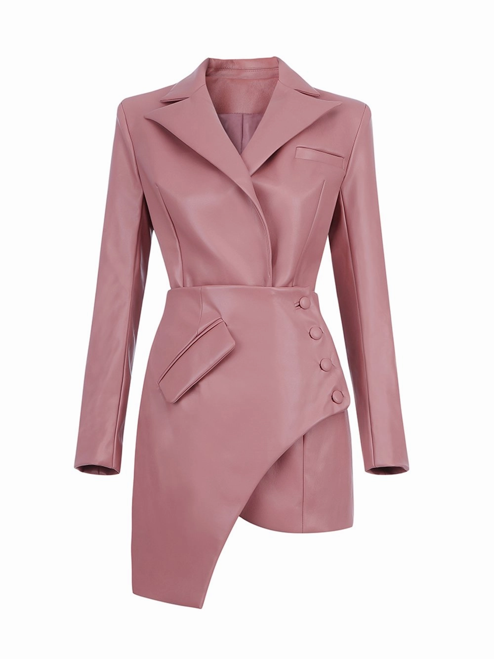 NOCHA Asymmetric Faux Leather Blazer Dress