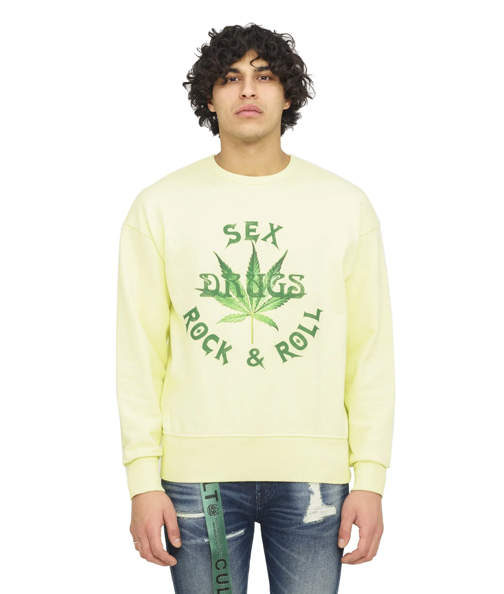 NOVELTY CREW NECK FLEECE IN LEMON