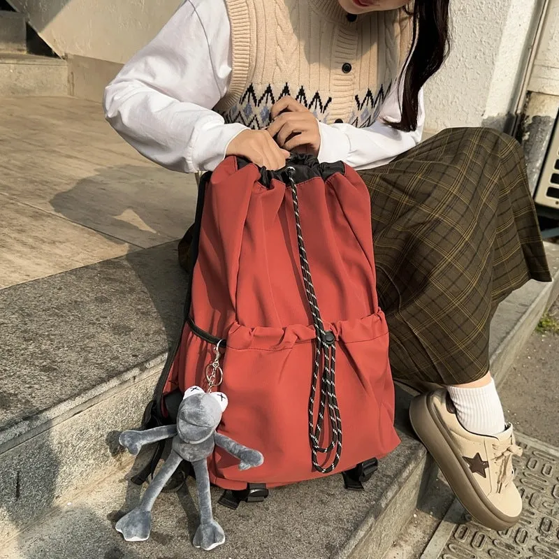 Nylon drawstring bucket backpack
