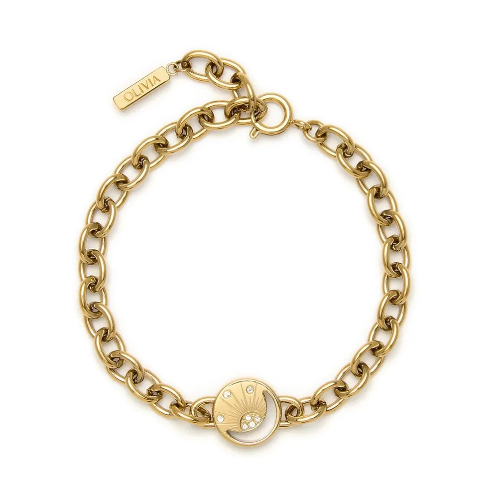 Olivia Burton Gold Celestial Sun and Moon Disc Bracelet 24100160 