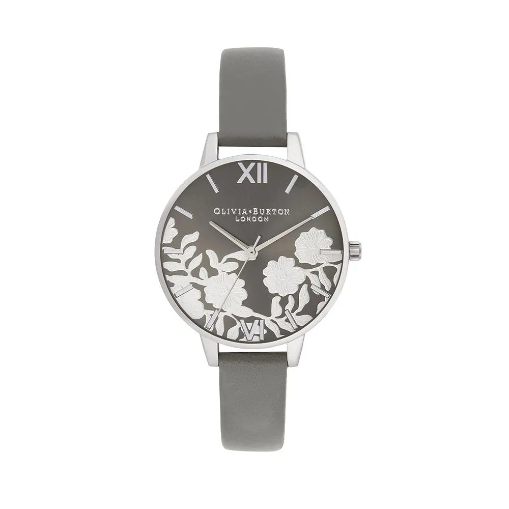 Olivia Burton Lace Detail Silver Watch - Silver 