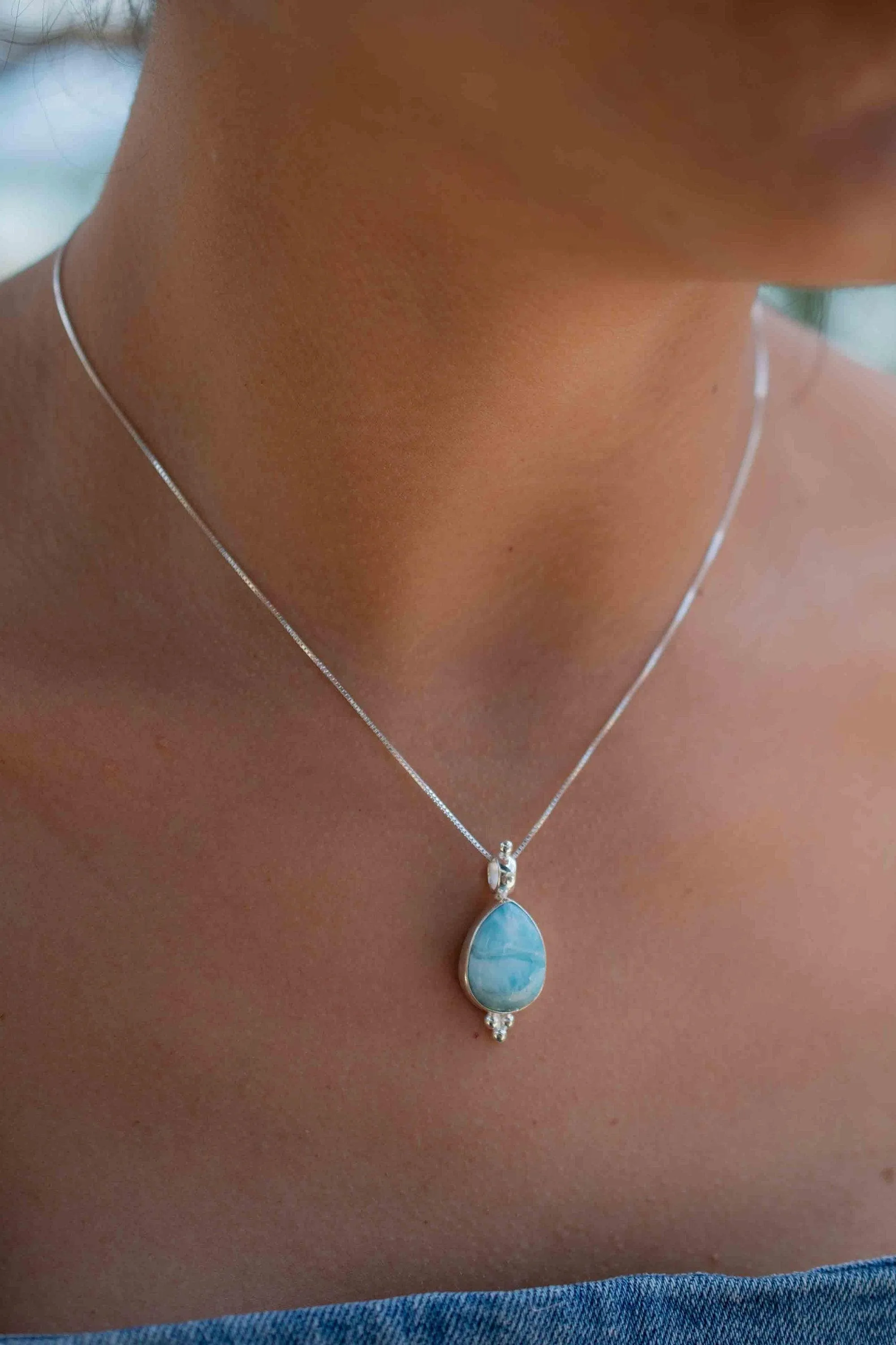 Olivia Necklace ~ Larimar, Labradorite and Moonstone ~ Sterling Silver ~ MP007