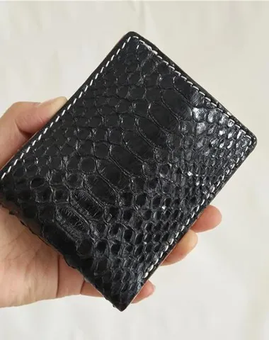 [On Sale] Handmade Cool Mens Snake Skin Bifold Small Wallet on sale Slim billfold Wallet