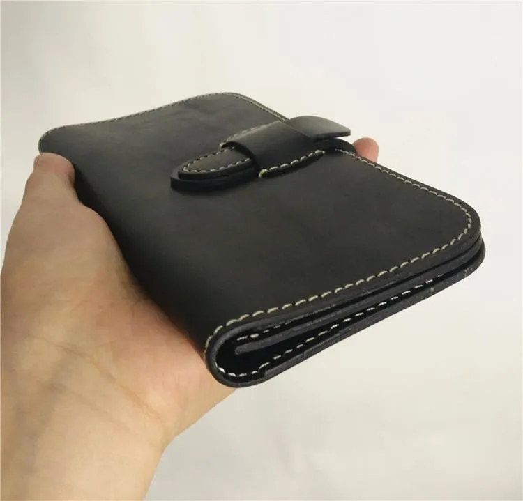[On Sale] Handmade Vintage Mens Leather Long Wallets Cool Bifold Long Wallet for Men