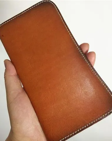 [On Sale] Handmade Vintage Mens Leather Long Wallets Cool Bifold Long Wallet for Men Cyber Monday wallet sale