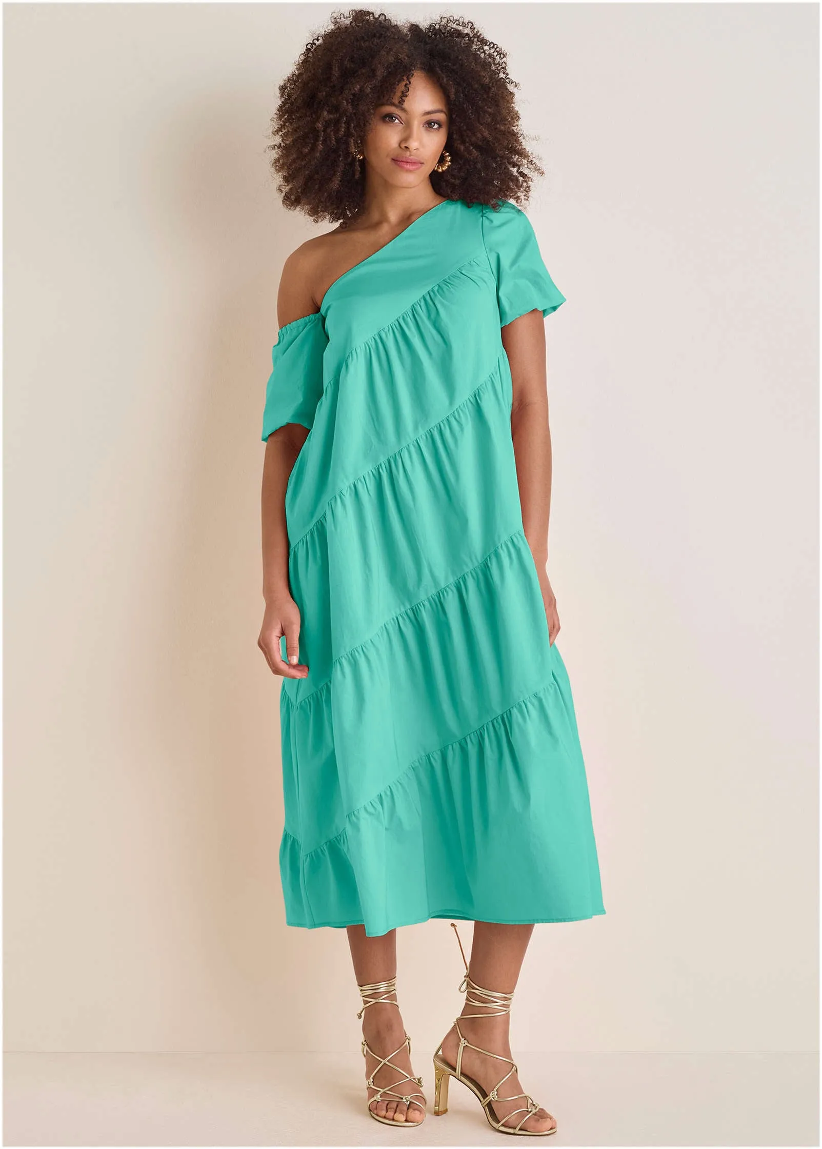 One Shoulder Maxi Dress  - Turquoise
