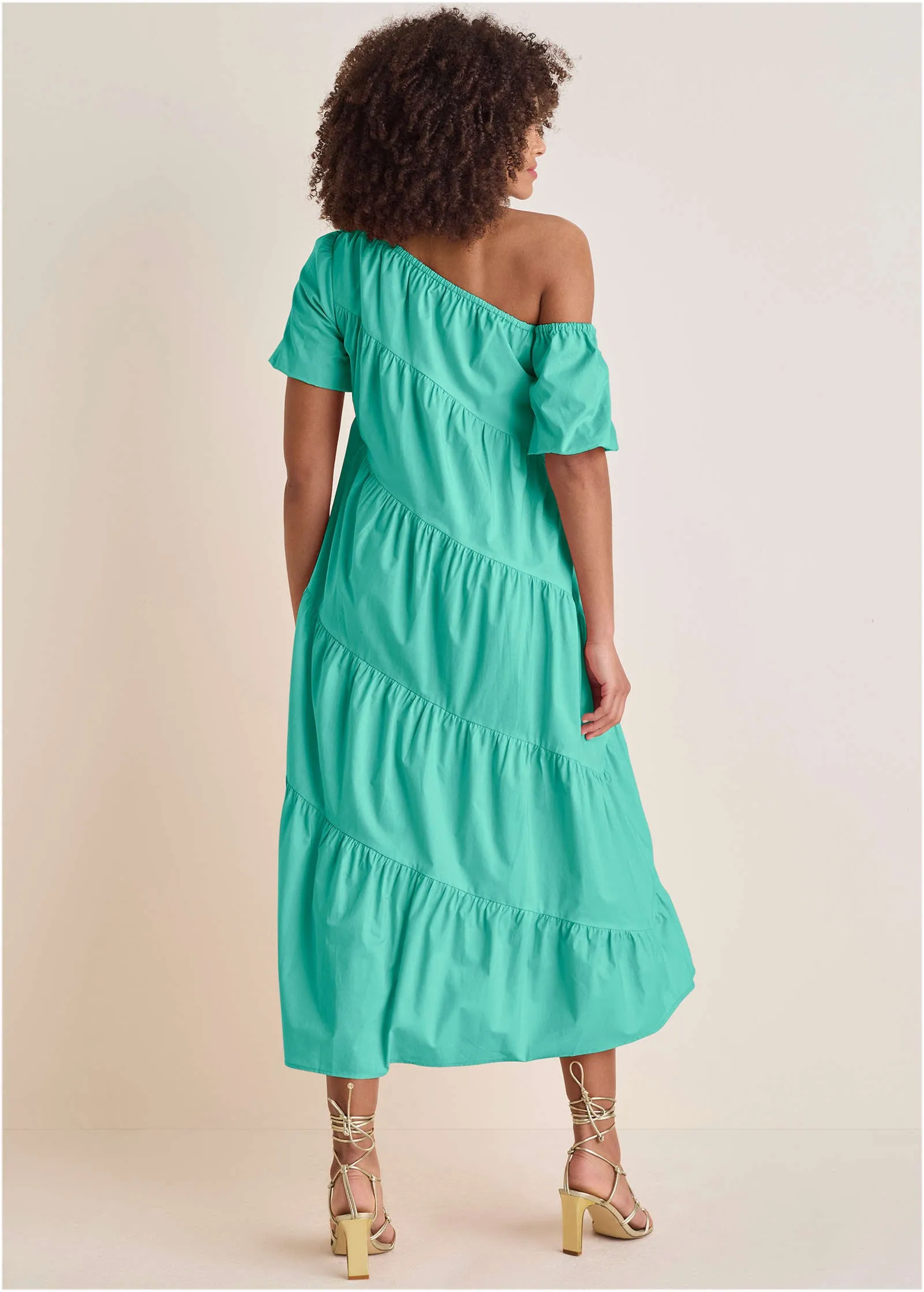 One Shoulder Maxi Dress  - Turquoise
