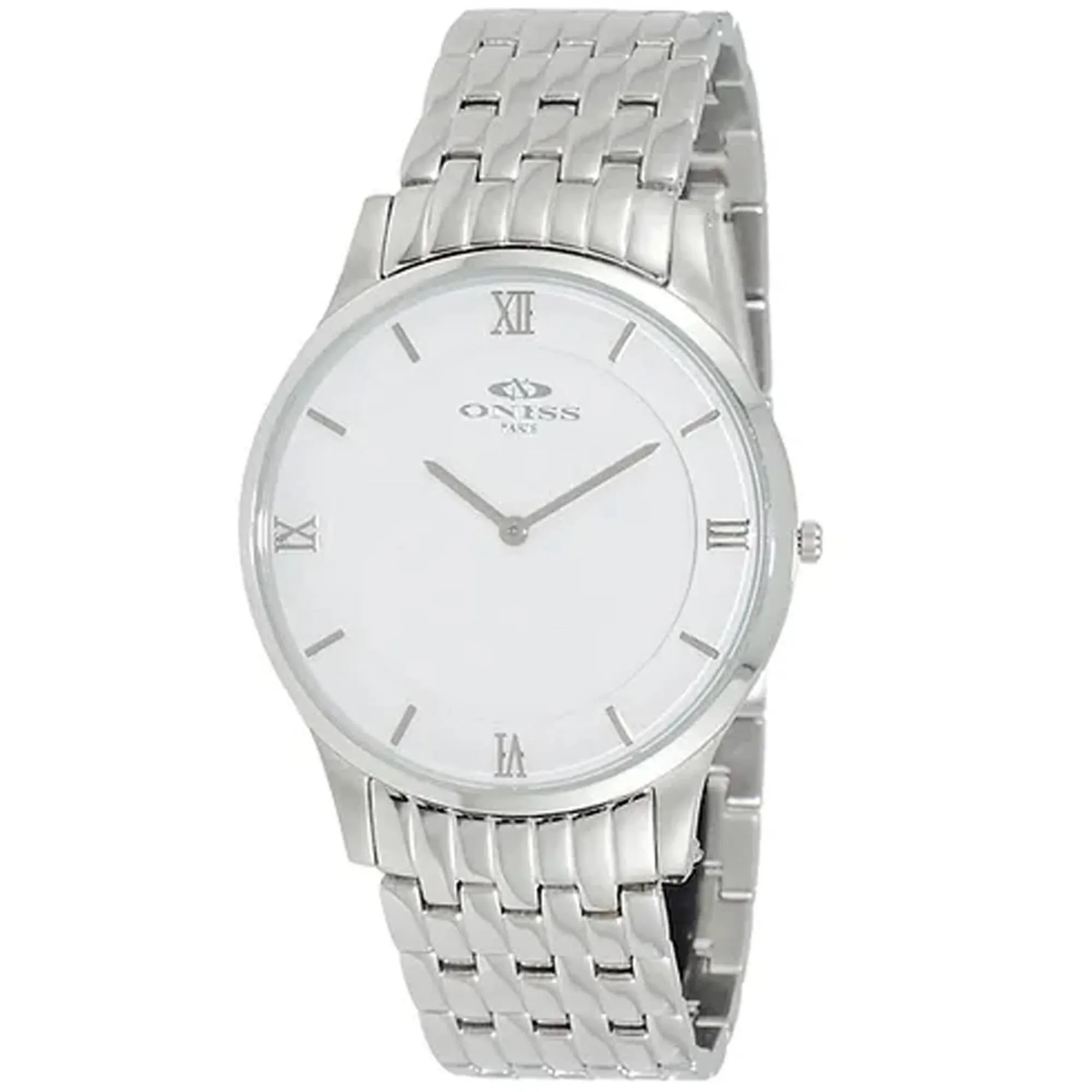 Oniss Men's Watch - Rustic Quartz White Dial Stainless Steel Bracelet | ON5562-MWT 