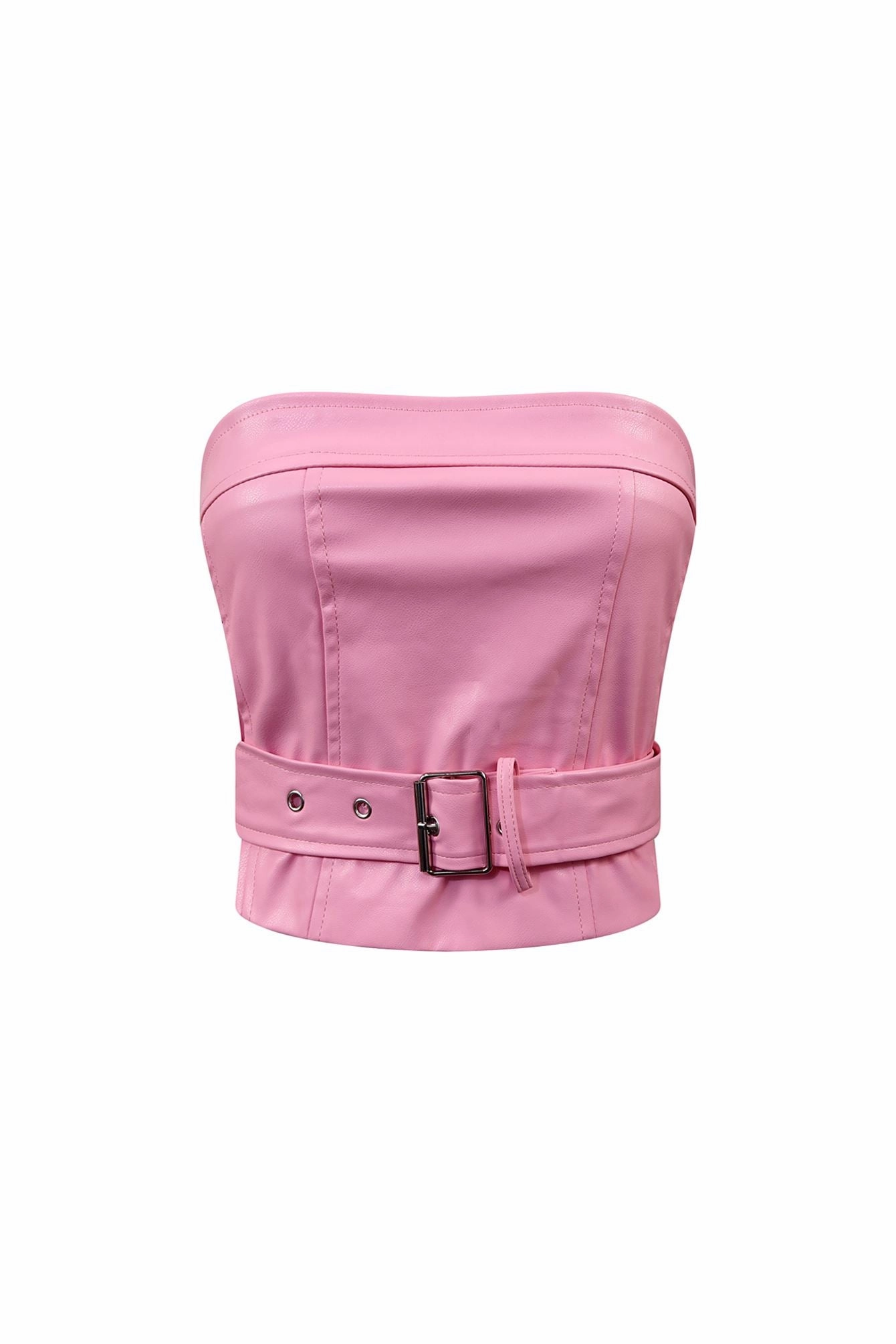 Only My Way Belted Tube PU Top