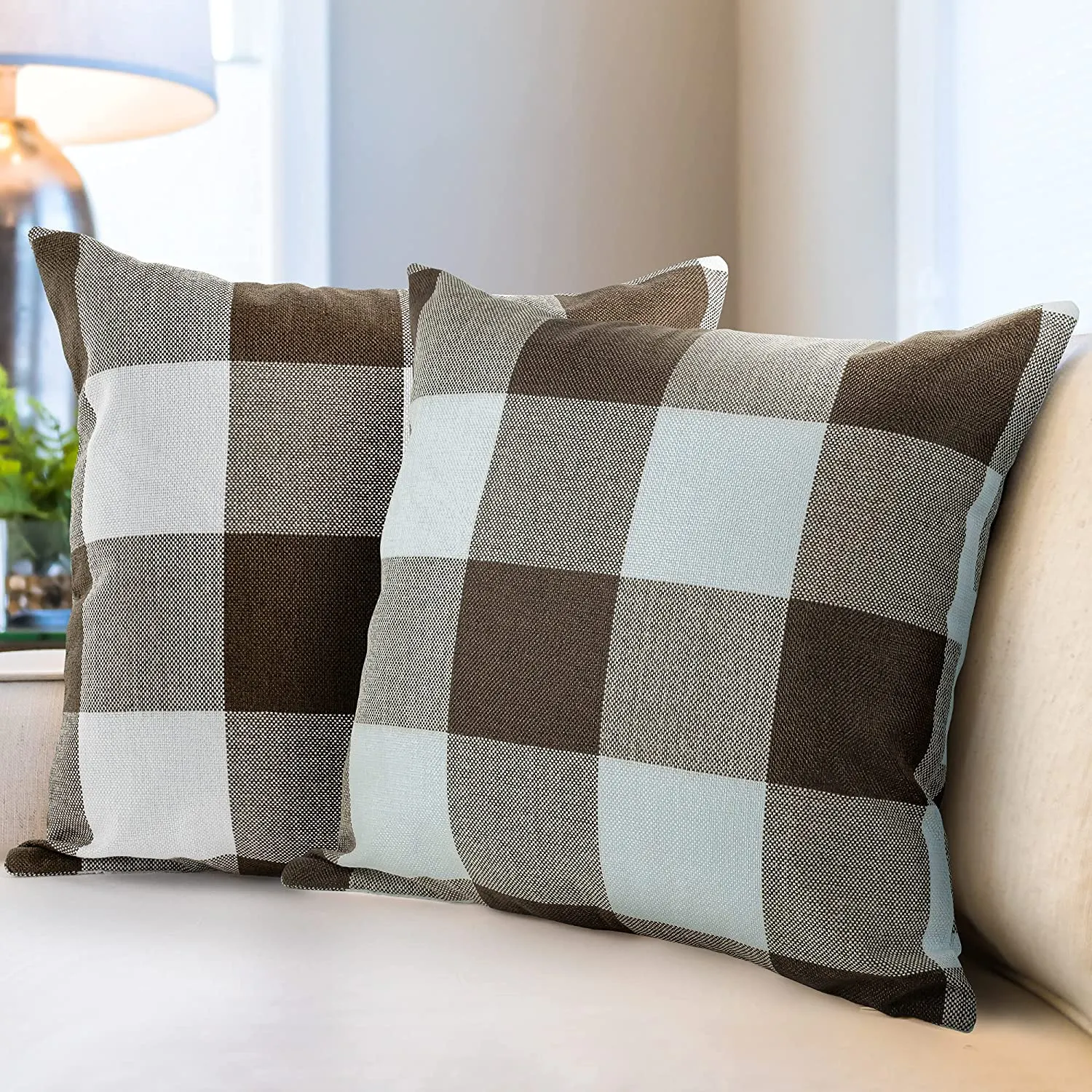 Lot de 2 housses de coussin à carreaux Buffalo 16x16 chaussures ecco