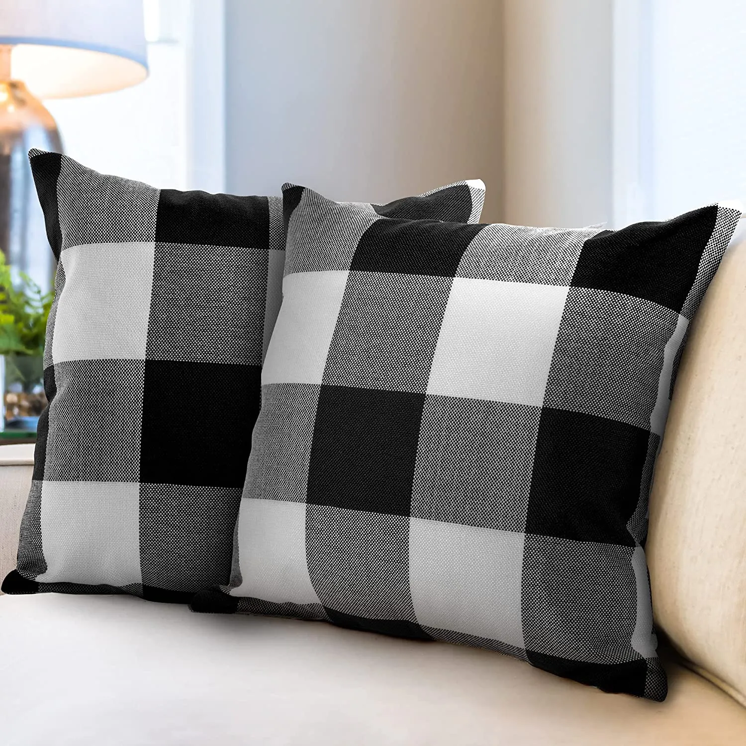 Lot de 2 housses de coussin à carreaux Buffalo 16x16 chaussures ecco