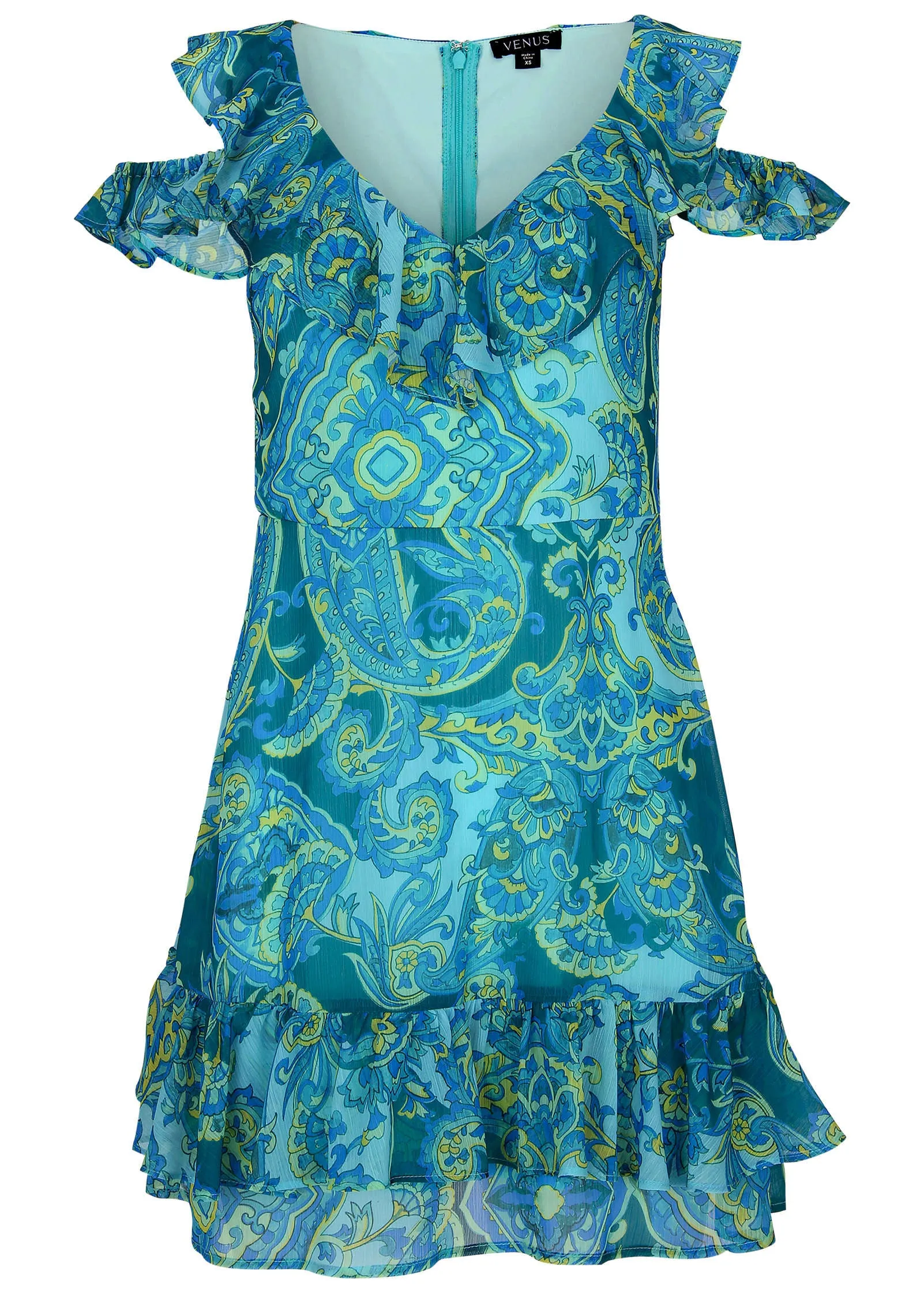 Paisley Ruffle Mini Dress - Garden Paisley
