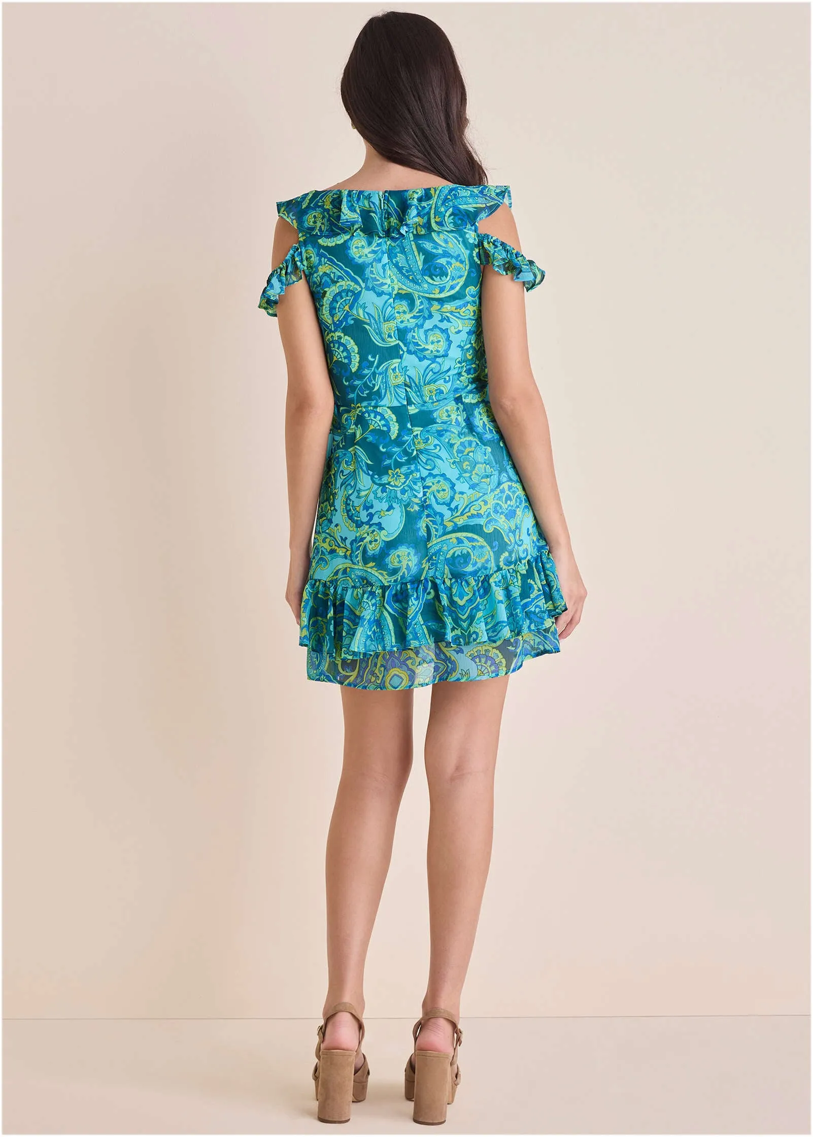 Paisley Ruffle Mini Dress - Garden Paisley